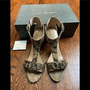 Via Spiga “Habitat” Python Sandals Heels